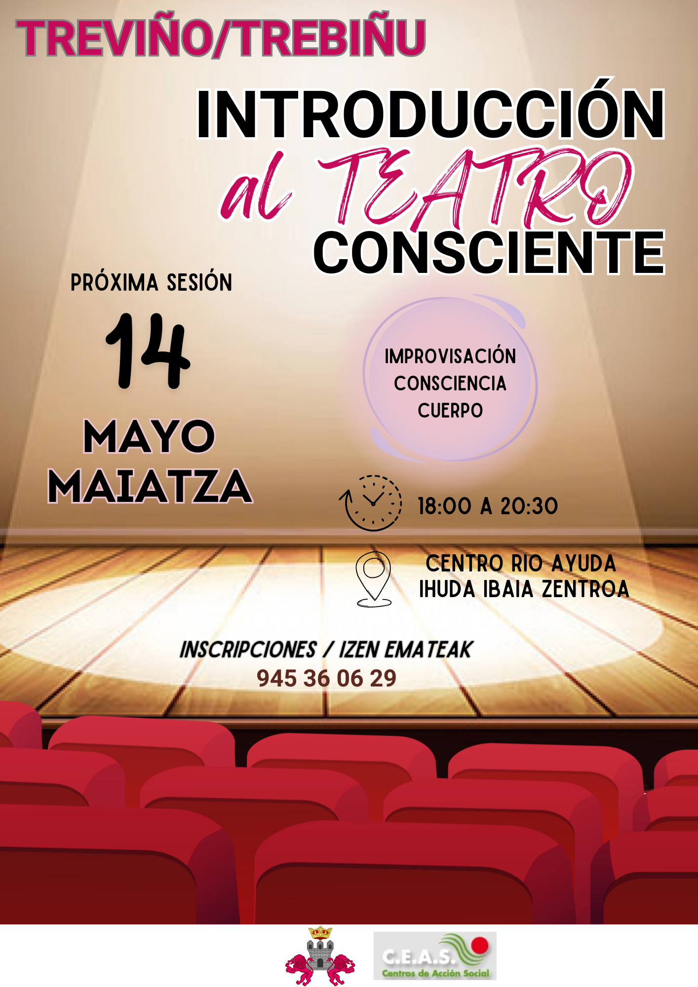 Próxima sesión "Introducción Teatro Consciente"/Hurrengo saioa "Antzerki kontzientearen sarrera"